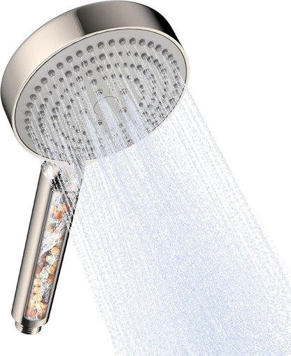 OFFO Handheld Shower Head with Filter, 20 Stage Shower Head with Filters for Hard Water, 6 Modes High Pressure Shower Head to Remove Chlorine, Brushed Nickel