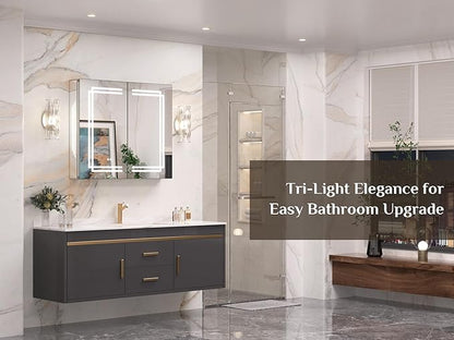 Keonjinn 30 x 26 in LED Medicine Cabinet, Bathroom Mirror Medicine Cabinets with Lights, Double Doors, Tempered Glass, UL-Listed, No Outlets, Adjustable Shelves, 3 Color Lights, Wall Mount Only