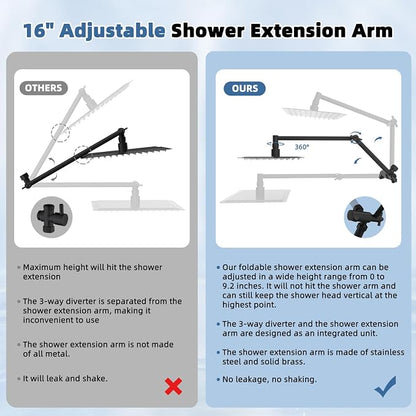 Metal 10" Rain Shower Head with Handheld, High-Pressure Showerhead,10-Mode | Oil Rubbed Bronze, Rainfall Shower Head with 5" Large Handheld, Adjustable 16" Shower Extension Arm/71" Hose, 3-Way Diverter
