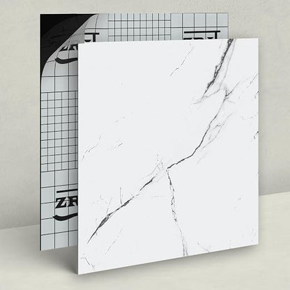 40-Pack Peel & Stick Floor Tiles 12 x 12 inch Vinyl Floor Self Adhesive Waterproof Flooring Planks DIY for Bathroom, Kitchen, Living Room, RV, Cover 40 Sq. Ft, White Vein Marble