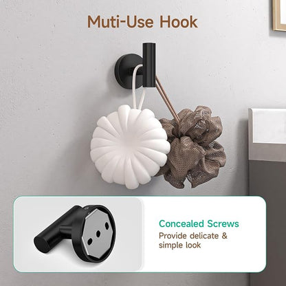 8PCS Matte Black Bathroom Hardware Set, 18-Inch Towel Bar Set | Durable SUS304 Stainless Steel Bathroom Accessories Set, Towel Racks for Bathroom Wall Mounted, Modern Home Decor