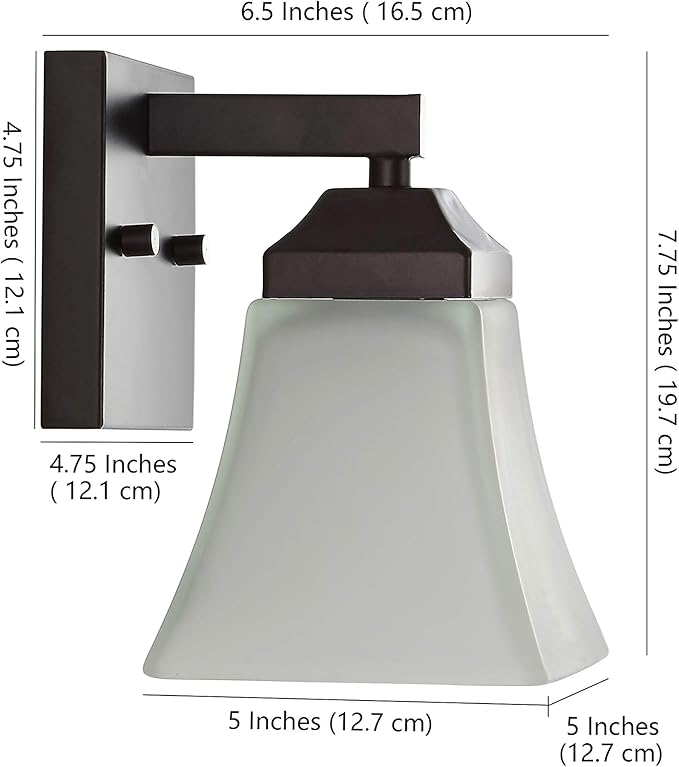 JONATHAN Y 5" Oil Rubbed Bronze 1-Light Modern Cottage LED Vanity Light Wall Sconce, Farmhouse Wall Lamp for Bathroom Mirror Kitchen, White Glass Shade, LED Bulb Included JYL7522A