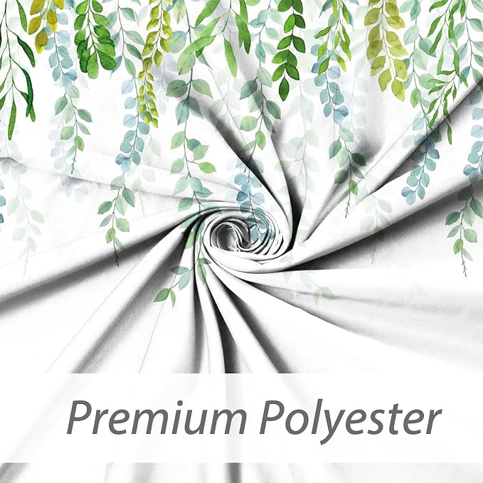 AWERT Plant Shower Curtain for Bathroom Sage Green Eucalyptus Waterproof Quick-Drying Green Leaves Shower Curtain Set with Hooks 60x72 Inch