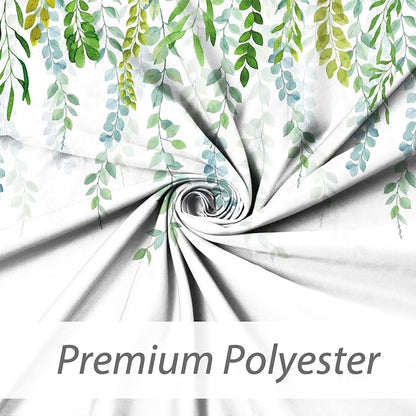 AWERT Plant Shower Curtain for Bathroom Sage Green Eucalyptus Waterproof Quick-Drying Green Leaves Shower Curtain Set with Hooks 60x72 Inch