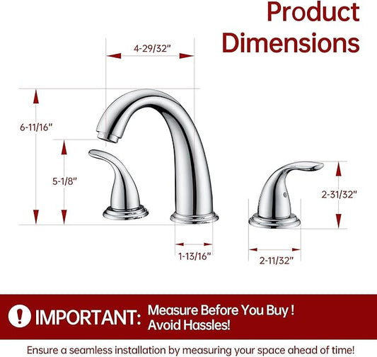 sumerain 2 Handle Widespread Roman Tub Faucet with Valve Chrome Finish, High Flow