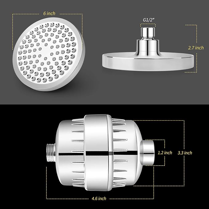 FEELSO Shower Head and 15 Stage Shower Filter, Rain Filtered Shower Head | High Pressure, Anti-clog Nozzles, Water Softener Shower Head for Hard Water, Remove Chlorine and Harmful Substances