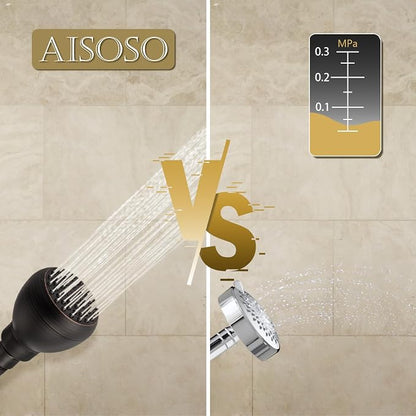 AISOSO Fixed Shower Head High Pressure 2PCS 3" Showerhead Oil Rubbed Bronze | 360 Rotatable Design, Self Cleaning Silicone Nozzles, Adjustable Swivel Brass Ball Joint for Relaxing and Comfortable Shower