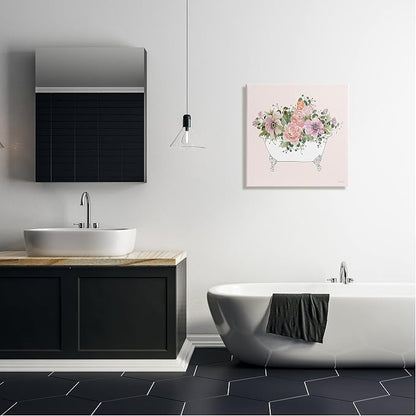 Mixed Flower Bathtub Planter Still Life, 24 x 24 Inch Canvas Wall Art | Stupell Industries · By Cindy Jacobs · Ready to hang · Shabby chic farmhouse charm · Made in USA