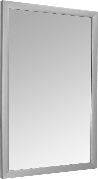Amazon Basics Rectangular Wall Mount Mirror for Bedroom, Living Room, Entryway, 24" x 36", Standard Trim, Nickel, Hangs Horizontally or Vertically