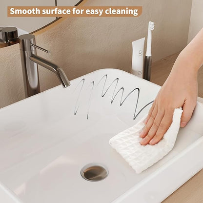 19.7"X15.7" Vessel Sink Rectangular Above Counter White Porcelain Ceramic Modern Bathroom Vanity Sink Rectangle Art Basin