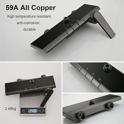 Exposed Shower System, Modern Piano Key Design, BSS0321 Shower Head Set, 30x20cm Shower Faucet Sets Complete, Handheld, Bathtub Faucet, 59A All Copper, Anti-Corrosion