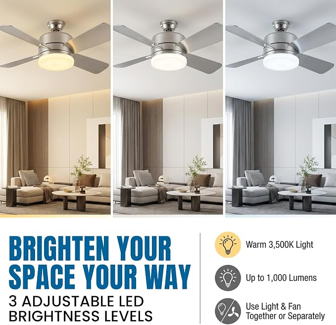 Bell+Howell Socket Breeze 15.4" Socket Fan Light with Remote Control | 1000 Lumens, 3 Fan and Light Modes, Portable, Easy to Install Ceiling Fan Replacement for Bedroom, Kitchen, Living Room