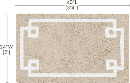 Madison Park Evan 100% Cotton Bath Rug Plush Absorbent, 24" x 40", Taupe | Non-slip Backing, OEKO TEX, Luxurious Tufted Plush Bath Mat for Bathroom, Quick Dry, Spa Design Decorative for Shower Room