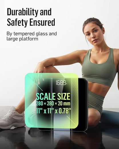RunStar Digital Bathroom Scale for Body Weight with High Precision, Clear LED Backlight Display, Accurate Scale with Durable Tempered Glass, 400lb, Silver