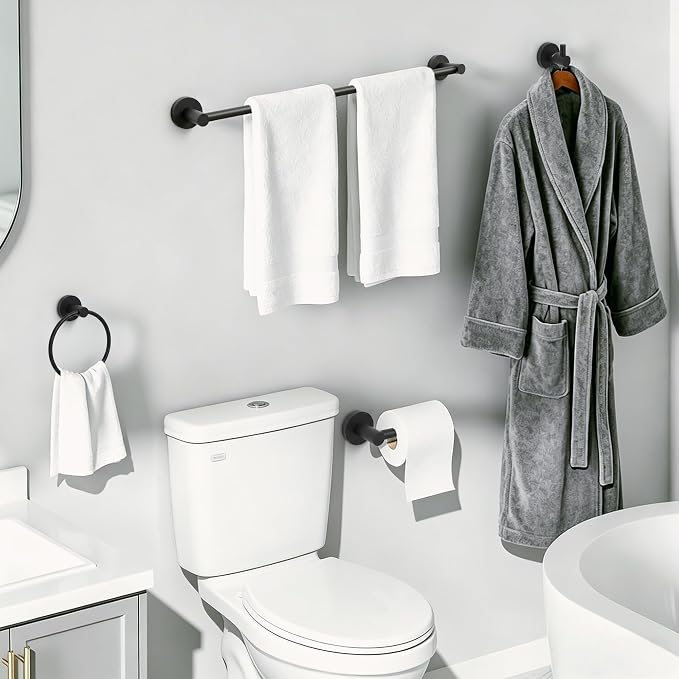 24-Inch Wall Mounted Towel Racks for Bathroom, 4-Piece Towel Bar Set | Rust-Resistant SUS 304 Stainless Steel, 4-Piece Towel Bar Set, Space-Saving Design, Easy Mount for Bath Towel Storage Home