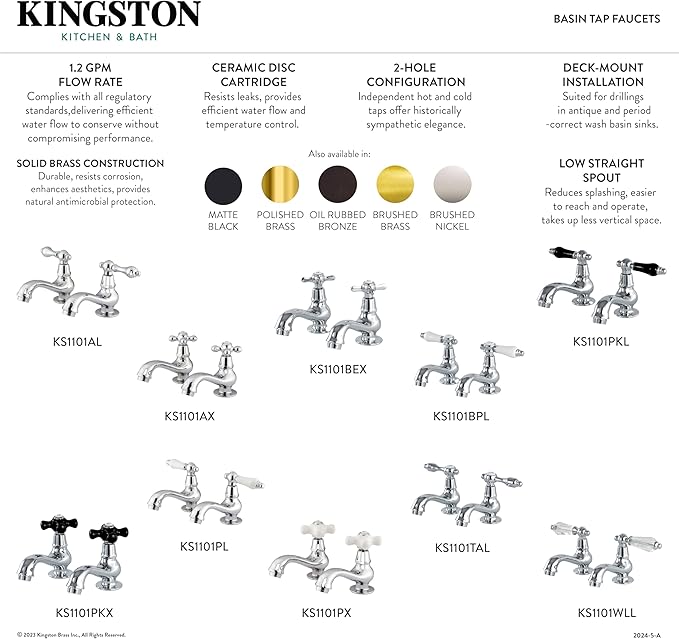 Kingston Brass KS1105PX Heritage Basin Tap Faucet, Oil-Rubbed Bronze, 4.38 x 2.5 x 1.88