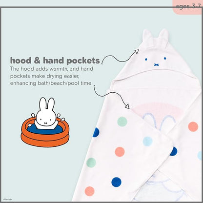 Miffy Kids Super Soft Bath/Pool/Beach Soft Cotton Terry Hooded Towel Wrap, 24 in x 50 in (Officially Licensed Product) By Franco