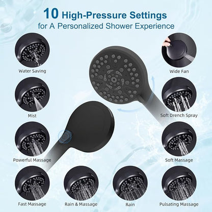 Hibbent Metal 10" High Pressure Rain Shower Head Combo, Oil-Rubbed Bronze | cUPC Certified Rainfall Shower Head with handheld 10 Sprays, 16'' Adjustable Extension Arm, 71'' Hose, Showerhead Holder