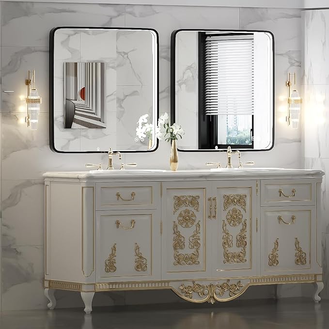 36X36 Inch LED Lighted Bathroom Mirror,Black Frame,3 Color | ETL Listed,Anti-Fog,3000K/4500K/6000K Dimmable,Horizontal & Vertical,Wall Mounted,Memory Function,Ideal for Bathroom,Vanity