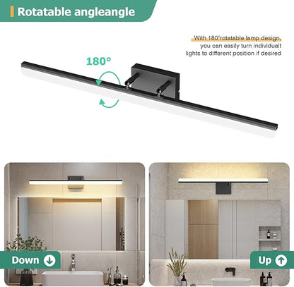 Black Vanity Light 31.5" Long 24W LED Bathroom Light Bar with 5CCT Adjustable Modern Bathroom Vanity Light Fixture for Mirror, Powder Room, Bedroom, Apartment, Hotel