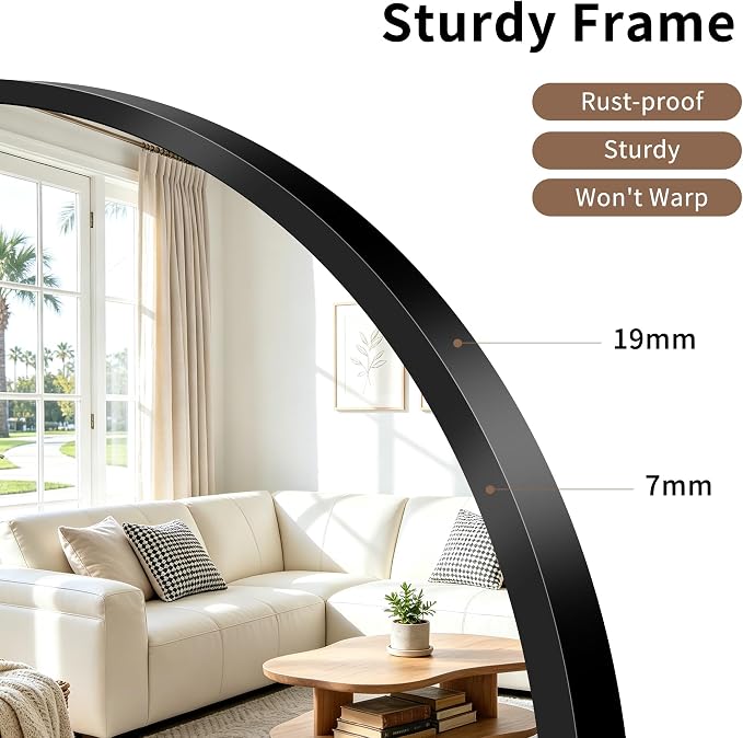 FORBATH Arched Bathroom Mirror 18x24 Inch, Black Bathroom Mirror Wall Mounted Modern Aluminum Alloy Frame Arch Mirror for Bedroom Living Room Entryway, Hanging or Leaning Against Wall