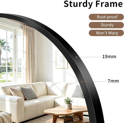 FORBATH Arched Bathroom Mirror 18x24 Inch, Black Bathroom Mirror Wall Mounted Modern Aluminum Alloy Frame Arch Mirror for Bedroom Living Room Entryway, Hanging or Leaning Against Wall