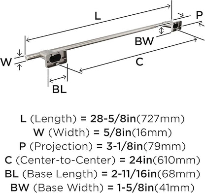 Amerock Bronx Brushed Nickel 24 inch (610mm) Towel Bar, BH26615G10