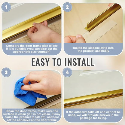 Hicarer 30'' Chrome Framed Shower Door Replacement Drip Rail with Vinyl Sweep, Shower Door Water Deflector with Bottom Seal, Applied Mounting Tape and Screws (Gold)