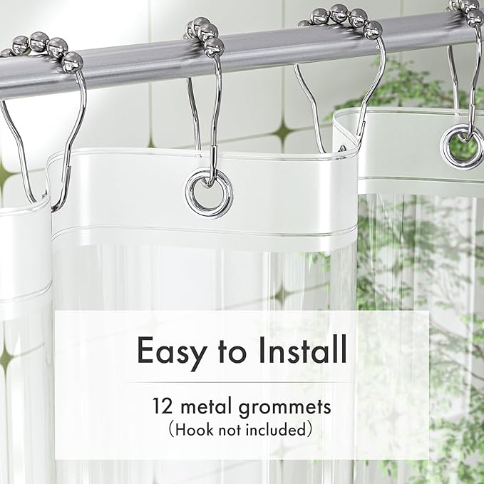 Extra Long Shower Curtain Liner 72 x 84 Clear Shower Liner Medium Weight PEVA Waterproof Inside Shower Curtains for Bathroom with 3 Magnets and Rustproof Grommets
