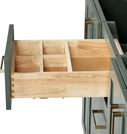 ARIEL Loren 60-inch Bathroom Vanity Base Cabinet,Solid Wood, 4 Soft Closing Doors, 3 Dovetail Drawers, Vintage Green