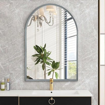 Arch Bathroom Mirror, Metal Frame Vanity Mirror, Dresser Mirror, Arch Decorative Mirrors for Living Room Bedroom Entryway Mantle 28"x20"
