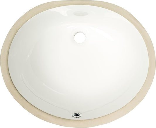 MSI 19.5” (L) x 16.0” (W) x 8.125” (H) Oval Porcelain Ceramic Undermount Bathroom Vanity Vessel Sink, White