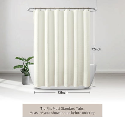 256GSM Heavy Duty Waffle Weave Shower Curtain, Cream 72"x72" | with Weighted Hem - Hotel Spa Luxury Water-Repellent Polyester Bathroom Curtain for Home, RV, Apartment, Dorm
