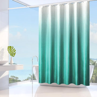 Teal Ombre Fabric Shower Curtain for Bath Decor, 72 x 72 | Teal Gradient Fabric Shower Curtain, Cloth-Textu Bathroom Curtains Shower Set, Water Repellent and Machine Washable