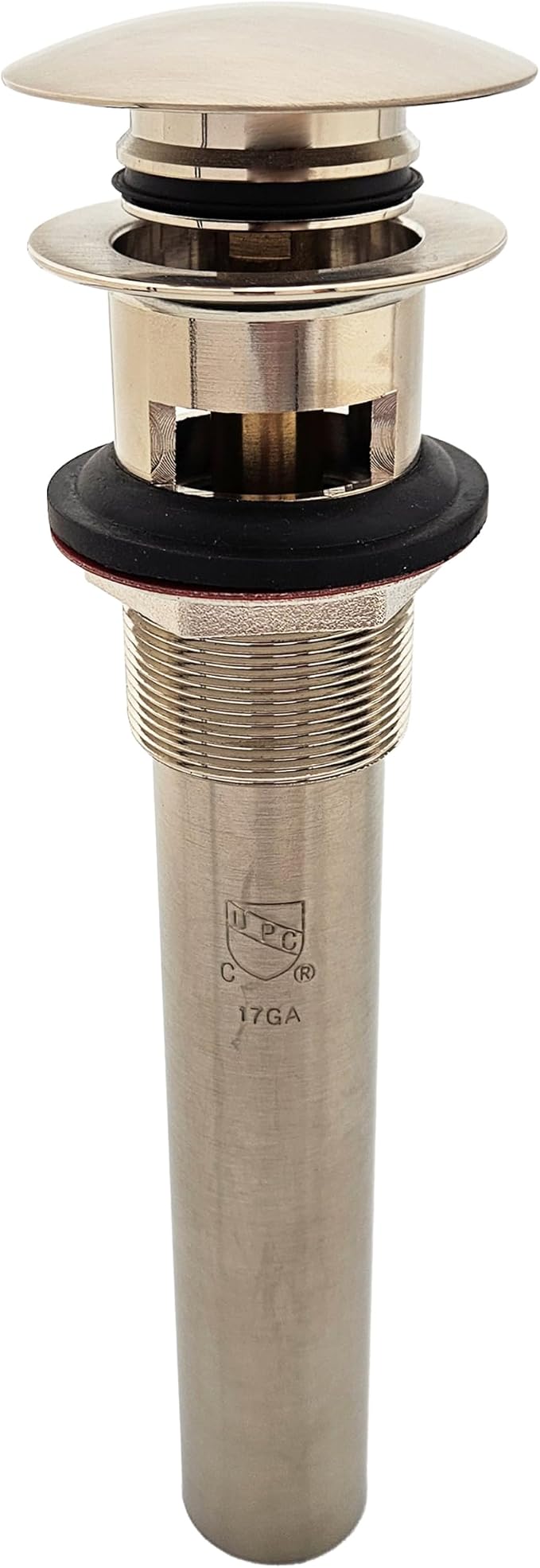 Westbrass D410A-1-07 Mushroom Style Pop-Up Stopper Drain for Vessel/Bowl Sinks with No Overflow, Satin Nickel