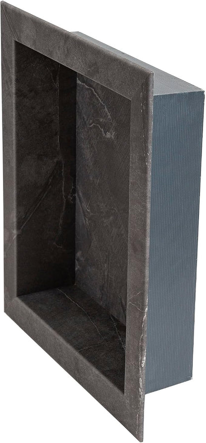 Palisade 17.5 in x 15.5 in Vinyl Shower Niche Cracked Slate/Urban Quarry | Waterproof Shower Insert