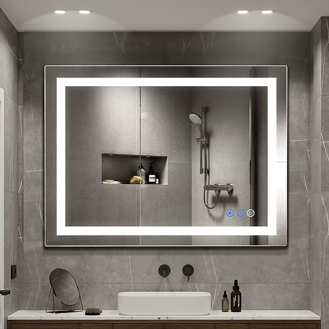 32"x 24" LED Bathroom Mirror Vanity Mirror, Anti-Fog, Dimmable, Color Temperature Adjustable 3000-6000K, Switch-held Memory Led Wall Mirror Suitable for Bathroom, Vanity (Vertical/Horizontal) | Anti-Fog+Dimmable+Color Temperature Adjustable+Switch-held...