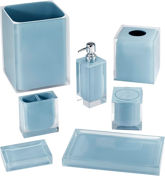 Izod - Tissue Box Cover, Durable Resin Countertop Accessories, Dorm Room Essentials, Modern Home Decor (Marina Collection, Blue)