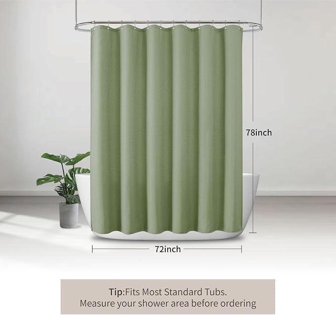 256GSM Cotton-Like Waffle Shower Curtain, Cream 72"x78" | with Weighted Hem & Rustproof Grommets - Soft, Quick-Dry & Water-Repellent, Perfect for Extra-Long Tubs, RVs, Apartments