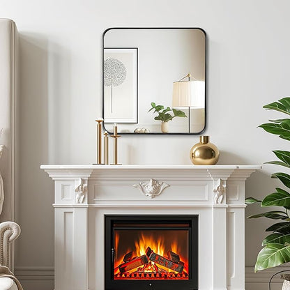Fabuday Bathroom Mirror with Black Frame - 30x30 Inch Over Sink Rectangle Mirror for Bathroom, Wall Mounted Black Mirrors for Vanity, Farmhouse Decor, Matte Finish, Horizontal or Vertical Hanging