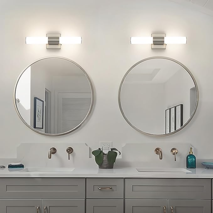 Brushed Nickel Vanity Light for Bathroom Lights Fixtures Over Mirror 5CCT Dimmable Vanity Light Bar 15.74-Inch 12W Bathroom Lighting Fixtures for Mirror