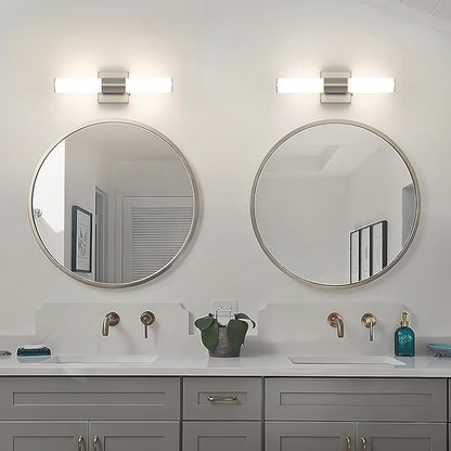 Brushed Nickel Vanity Light for Bathroom Lights Fixtures Over Mirror 5CCT Dimmable Vanity Light Bar 15.74-Inch 12W Bathroom Lighting Fixtures for Mirror