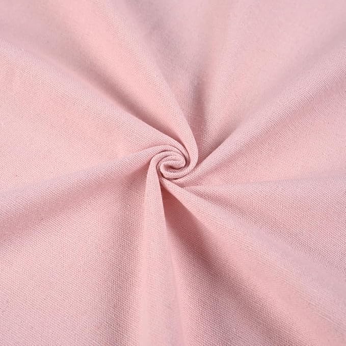 DOSLY Ides Farmhouse Pink Shower Curtain for Bathroom, Beige and Pink Stripe, Button Bathroom Curtain, Cotton Blend Woven Fabric, Rustic Charm Country Chic Style, 72x72 in