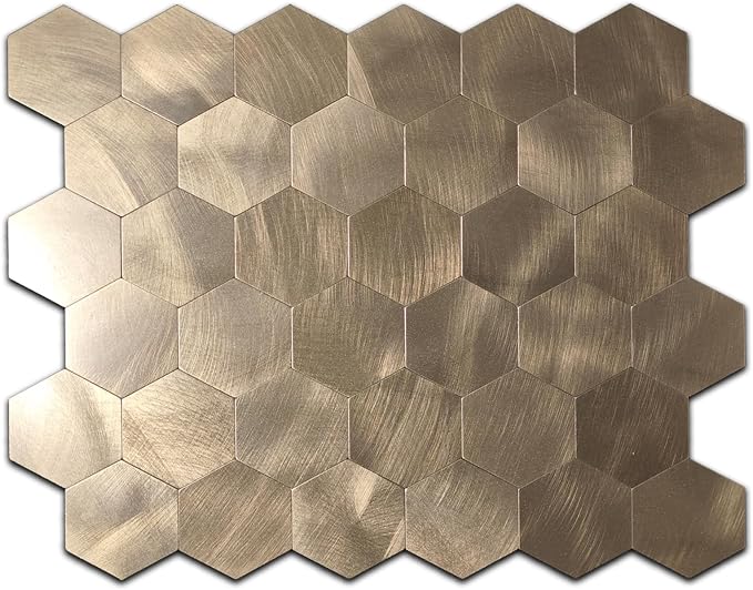 5pcs Peel & Stick Mosaic Wall Stickers - Waterproof/Anti-Skid/High Temp Resistant Decals, Multi-Purpose Removable Decoration for Kitchen Backsplash, Bathroom&Office (5, Copper-5)