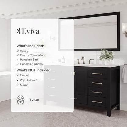 Eviva Aberdeen 60 in. Espresso Single Sink Bath Vanity with Carrara Quartz Top and Undermount Porcelain Sink