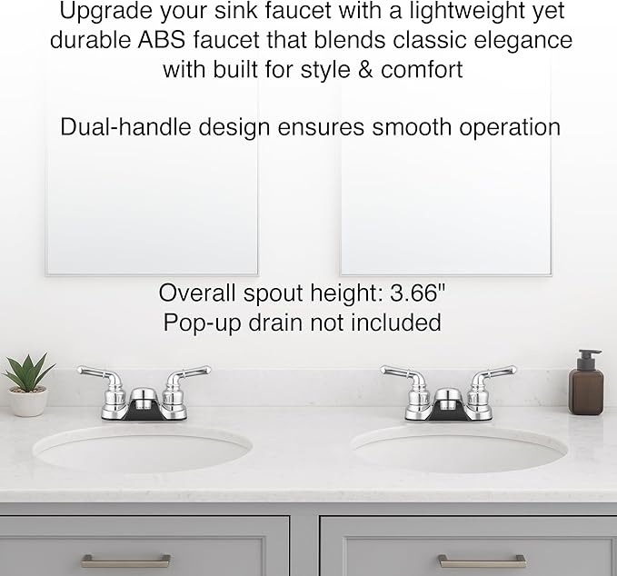 Pacific Bay Lynden Bathroom Sink Faucet - Metallic Plating Over Lightweight ABS Plastic (Brushed Satin Nickel) - 2 Pack