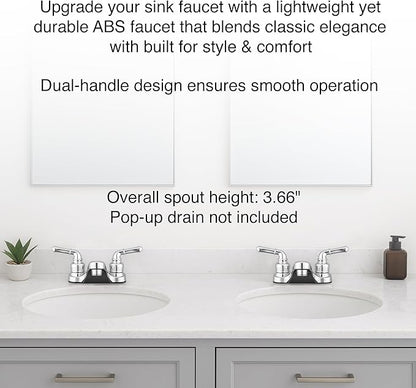 Pacific Bay Lynden Bathroom Sink Faucet - Metallic Plating Over Lightweight ABS Plastic (Brushed Satin Nickel) - 2 Pack