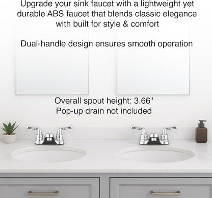 Pacific Bay Lynden Bathroom Sink Faucet, Plated ABS (Chrome) 2 Pack | Metallic-plated ABS sink faucet - lightweight, rustproof, and easy to install. Plated ABS plastic (not metal).