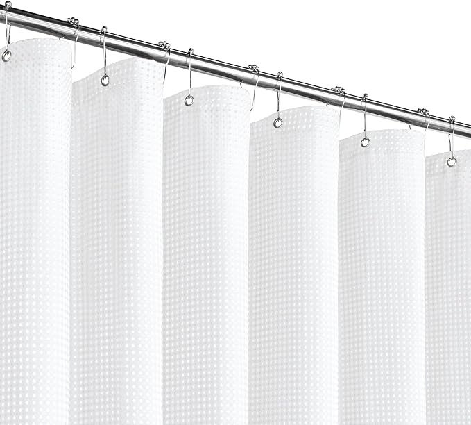 230GSM White Shower Curtain, 72 X 72 | 230GSM Fabric Shower Curtain for Bathroom - Soft Cloth & Hotel Spa Luxury, Water Repellent, Machine Washable