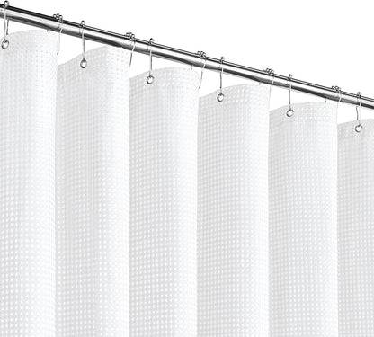 230GSM White Shower Curtain, 72 X 72 | 230GSM Fabric Shower Curtain for Bathroom - Soft Cloth & Hotel Spa Luxury, Water Repellent, Machine Washable